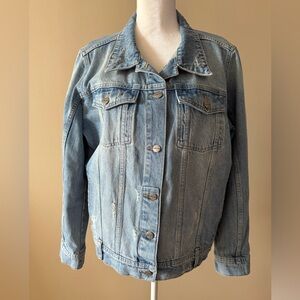 Anine Bing Distressed Denim Jacket in Vintage Blue